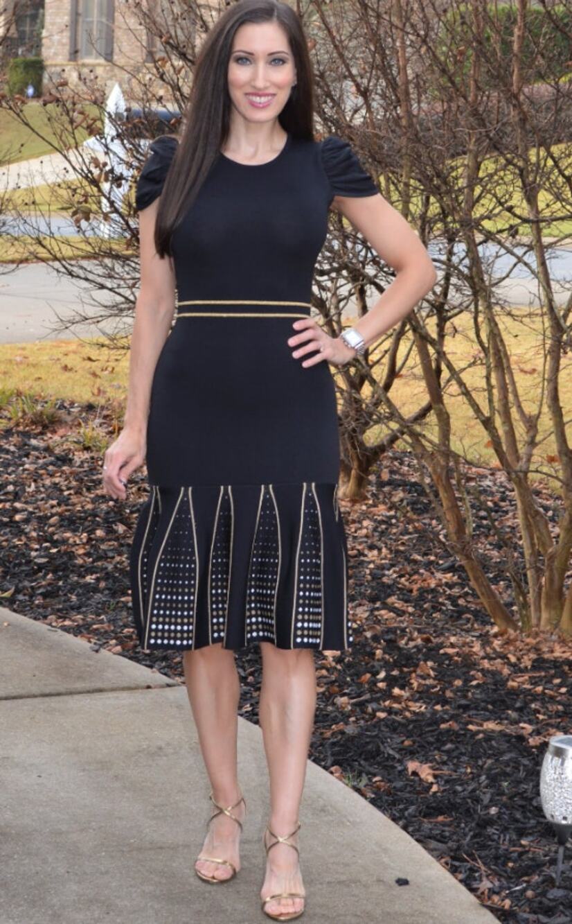 Shoshana Elenna Metallic Dot Jacquard Pleated Hem Dress Black Size Large